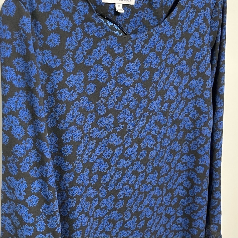 Elizabeth & James Blue Black Floral
Button Back long sleeve prairie Maxi Dress - Picture 2 of 11